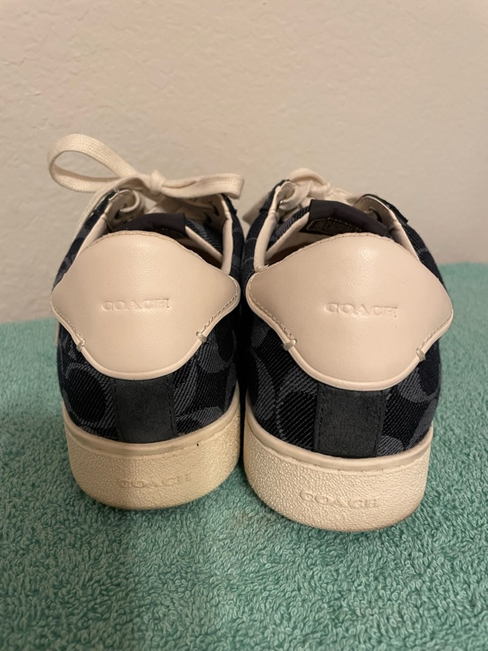 Coach Black and Cream Signature Logo Low-Top Sneakers - Picture 3 of 7